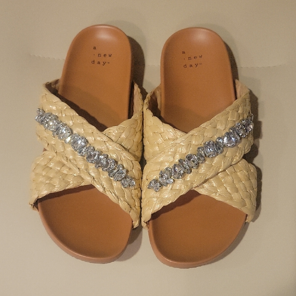 A New Day Women's Cream Sandals with Silver Details